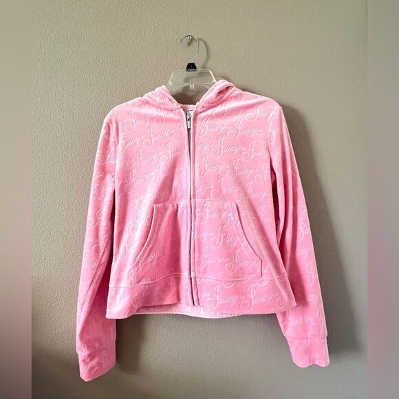 Juicy Couture Pink Y2K Embossed Velour Jacket - Picture 1 of 8